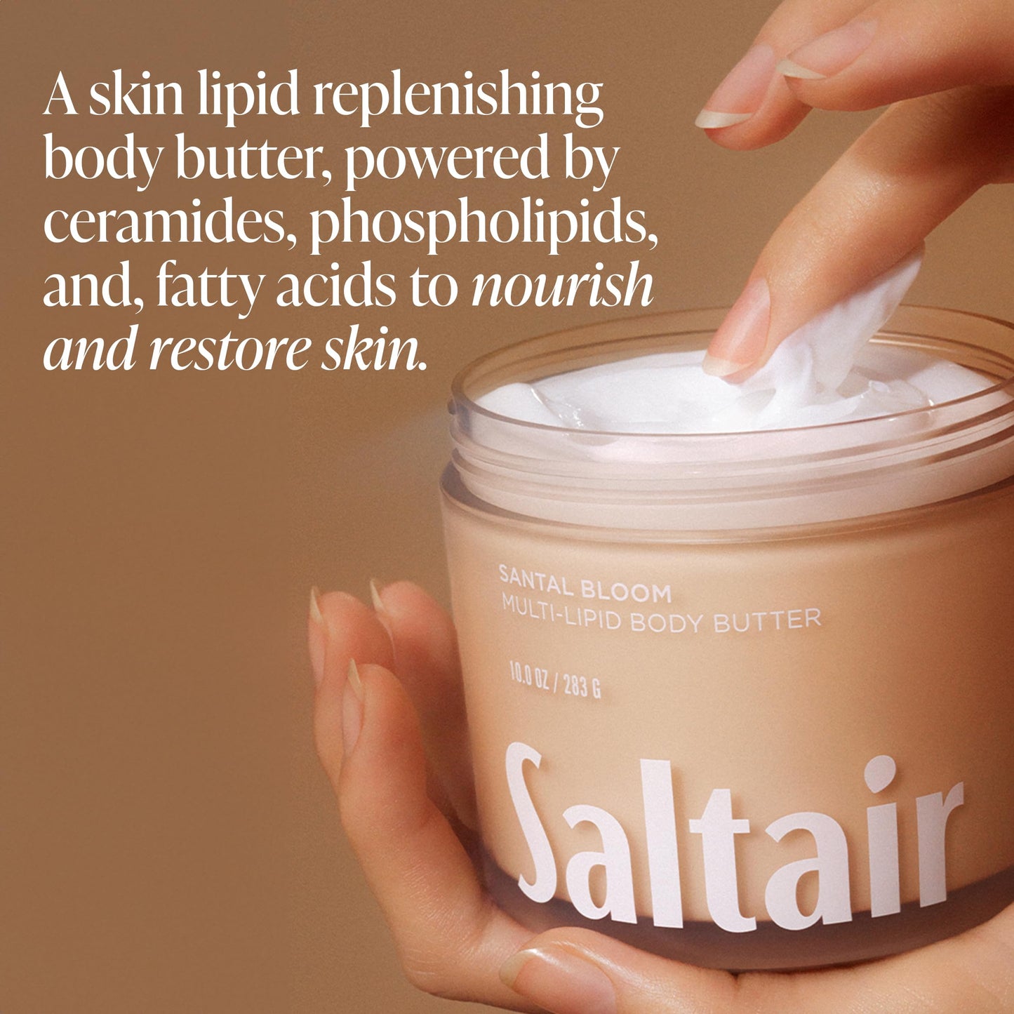 Saltair Multi-Lipid Body Butter - Rich, Nourishing Hydrating Body Cream with Ceramide Complex, Coconut Oil, Shea Butter, and Sea Buckthorn. Moisturizing Dry Skin Care. 10oz Jar - Salt Water Vanilla