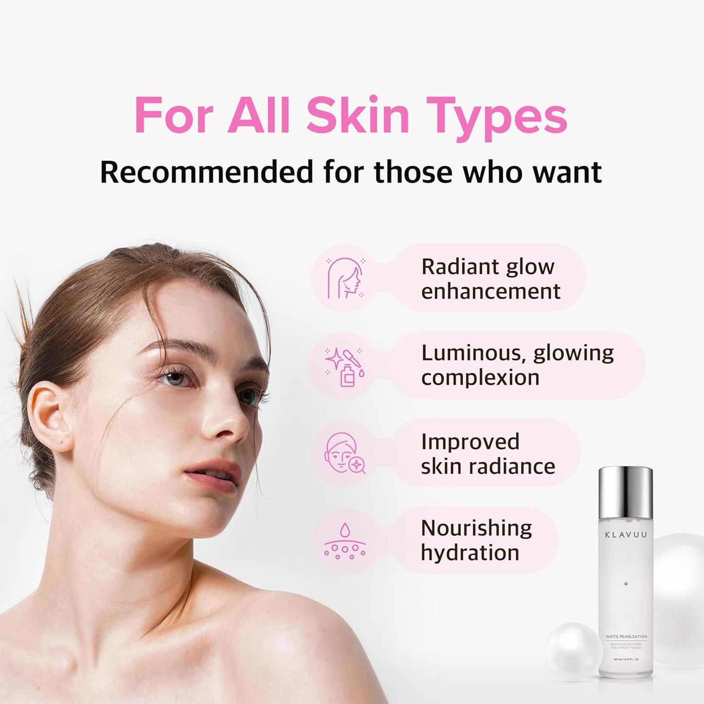 KLAVUU Hydrating Milky Toner | Pearl & Niacinamide for Glowing Skin, Wrinkle Care & Moisture Balance - 4.76oz
