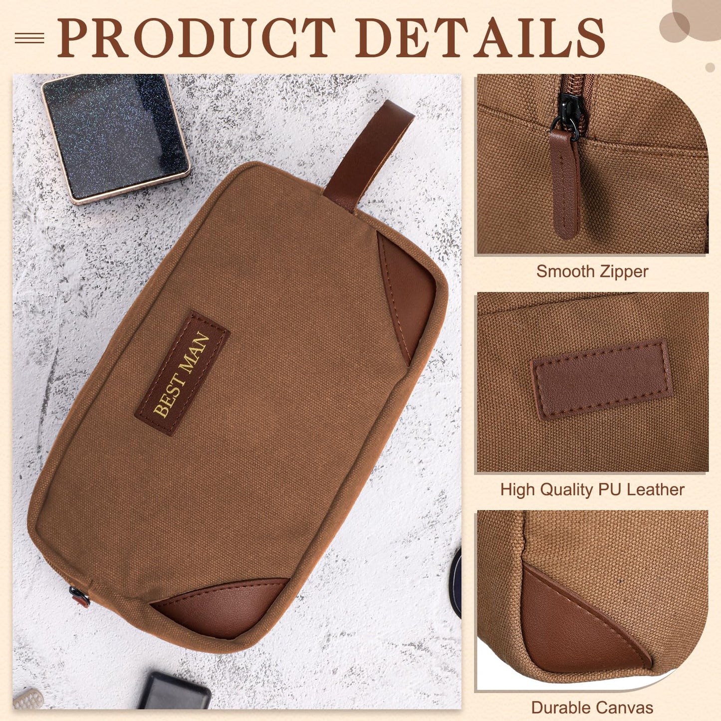 SilTriangle 18 Pcs Wedding Groomsmen Gifts Set Include Pcs Men Toiletry Bags Pairs Cotton Groomsmen Socks Pairs of Sunglasses for Wedding Proposal Gifts Bachelor Party Travel Kit(Brown)