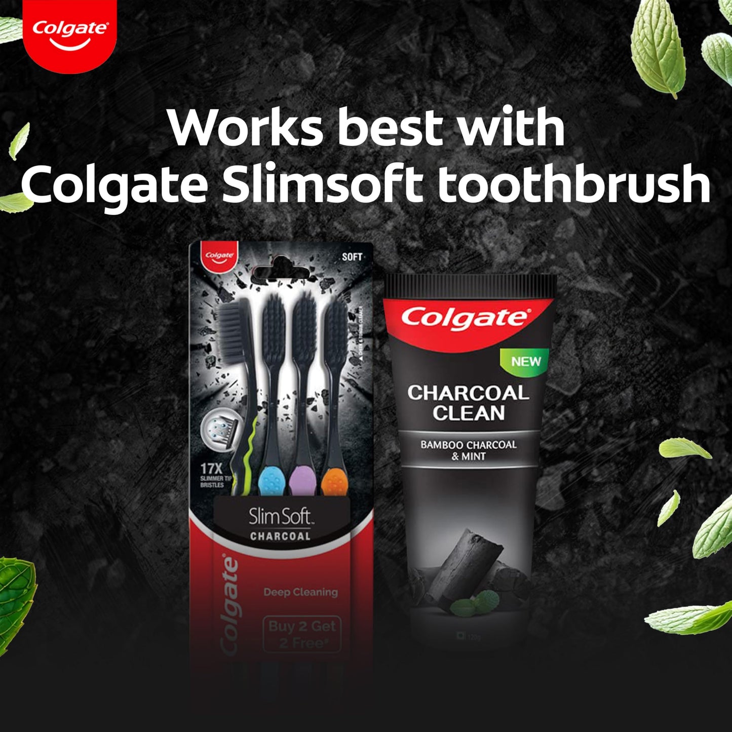 Colgate Charcoal Clean Black Gel Toothpaste, Deep Clean Tooth Paste with Bamboo Charcoal & Wintergreen Mint for Plaque Removal, 120 g (Pack of 1) Multicolour