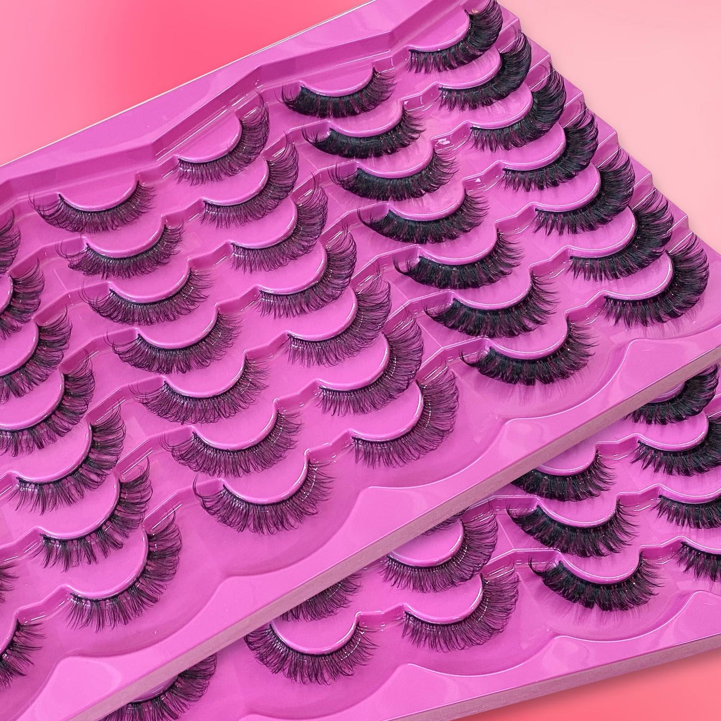 Royaomis 21 Pairs Russian Strips Lashes 12-18mm Wispy Fake Lashes that Look Like Extensions D Curl Lash Strips 3 Styles Natural False Lashes Mink(R-21)