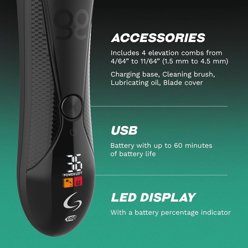 GA.MA Italy Body Trimmer for Men - Ceramic Blade, LED Light, USB Rechargeable | Cordless Groomer with Guide Combs