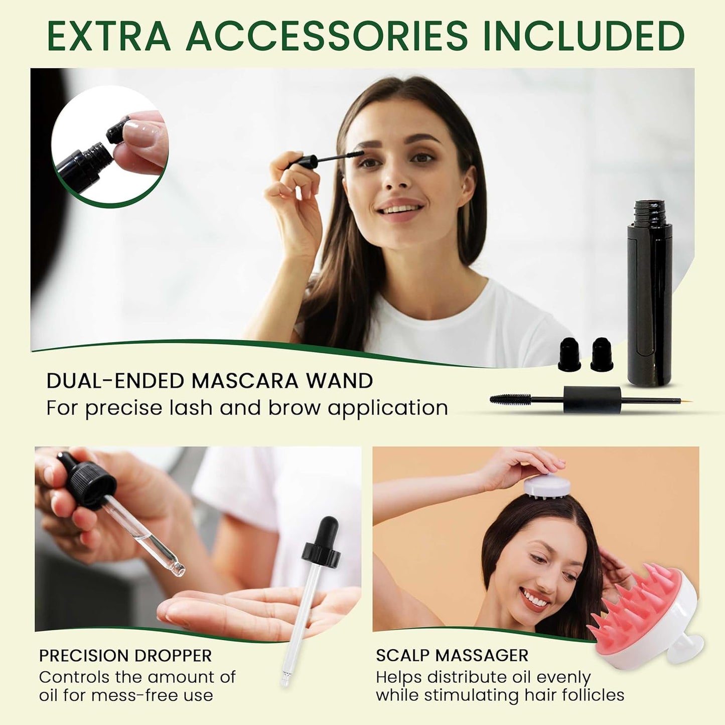 Pure Castor Oil - Cold Pressed 100% Natural Oil for Hair Growth, Skin & Nails | 10oz with Dual Mascara & Dropper