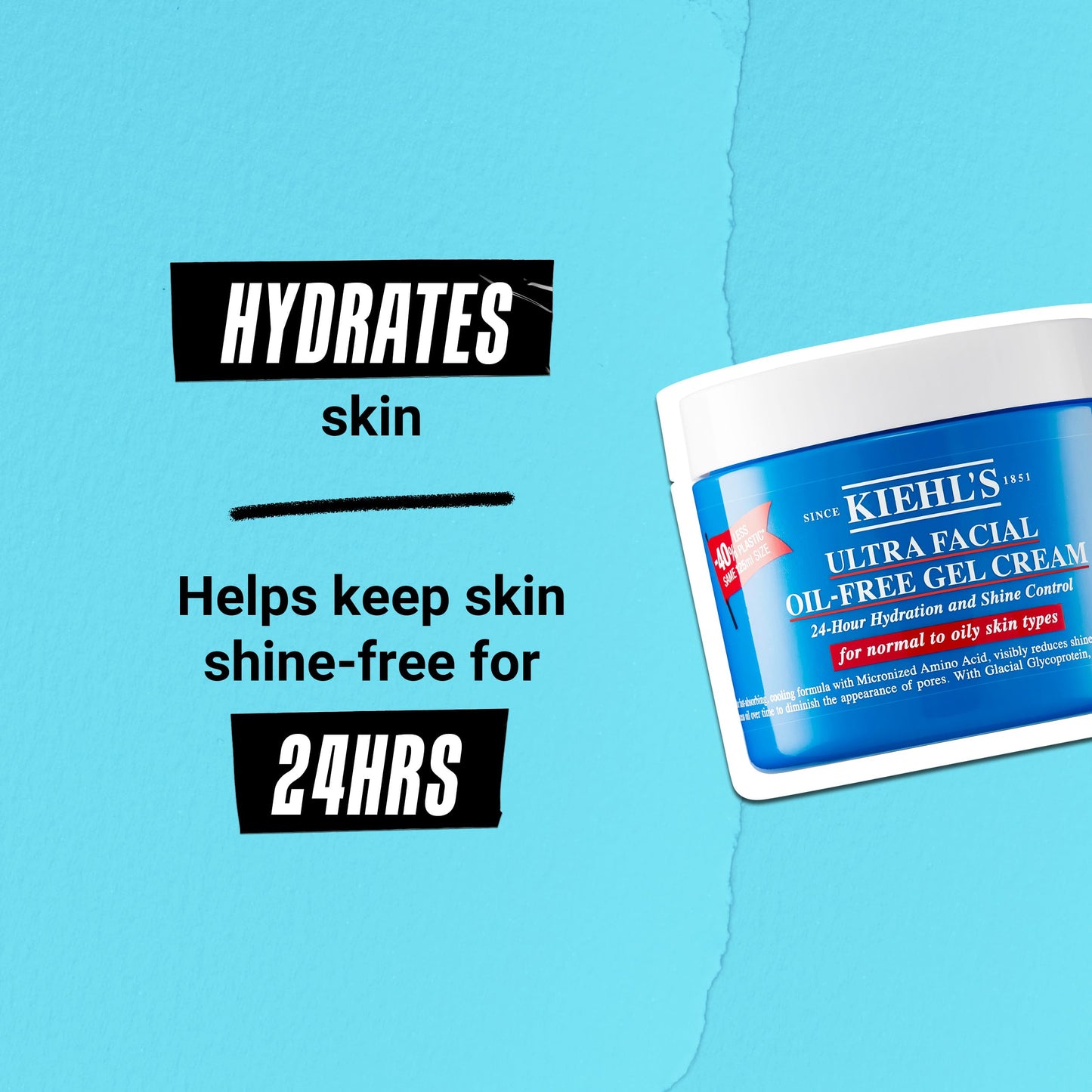Kiehl's Ultra Facial Oil-Free Moisturizer, Shine-Reducing Gel Cream for Oily to Normal Skin, Hydrates Skin for 24 Hours, Visibly Minimizes Pores, Non-comedogenic, Fragrance-free - 0.95 fl oz