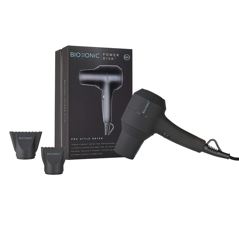 Bio Ionic PowerDiva Pro Speed Hair Dryer, Blow Dryer with Adjustable Heat & Speed, Professional Hair Styling Tool for Fast, Frizz-Free Hairstyles, Cool Shot, Compact for Travel, 1875W