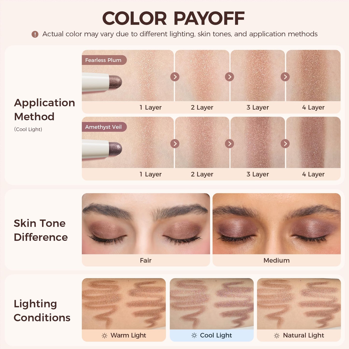 exmiloo Cream Eyeshadow Stick, Mauve Taupe Shimmer Duo