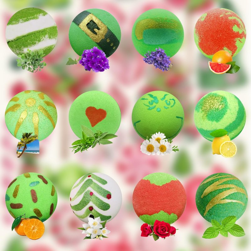 Christmas Bath Bomb,12Pcs Bath Bombs with Surprise Inside, Organic Natural Essential Oils Fun bubble, Creative Christmas Magic Bath Bomb Gift for Boy Girl Birthday Holiday New Year Christmas Halloween