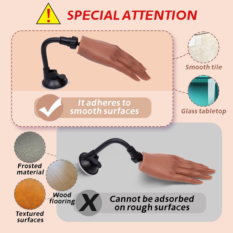 Veikmv Practice Hand for Acrylic Nails,with Flexible Fingers, Realistic Silicone Mannequin Hand Model for Nail Art Training, Gel Polish and Manicure Beginner Kit