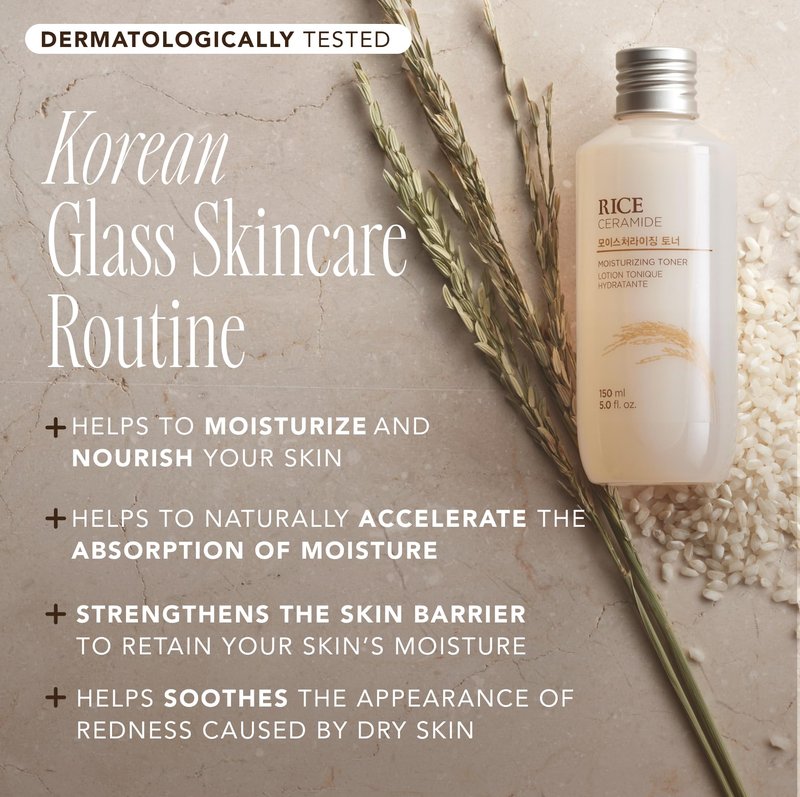 THE FACE SHOP Rice Ceramide Moisturizing Toner, Hydrating with Rice Water, Targets Dryness, Strengthens Skin Barrier, Lightweight, Korean Skin Care, 5.0 fl. oz.
