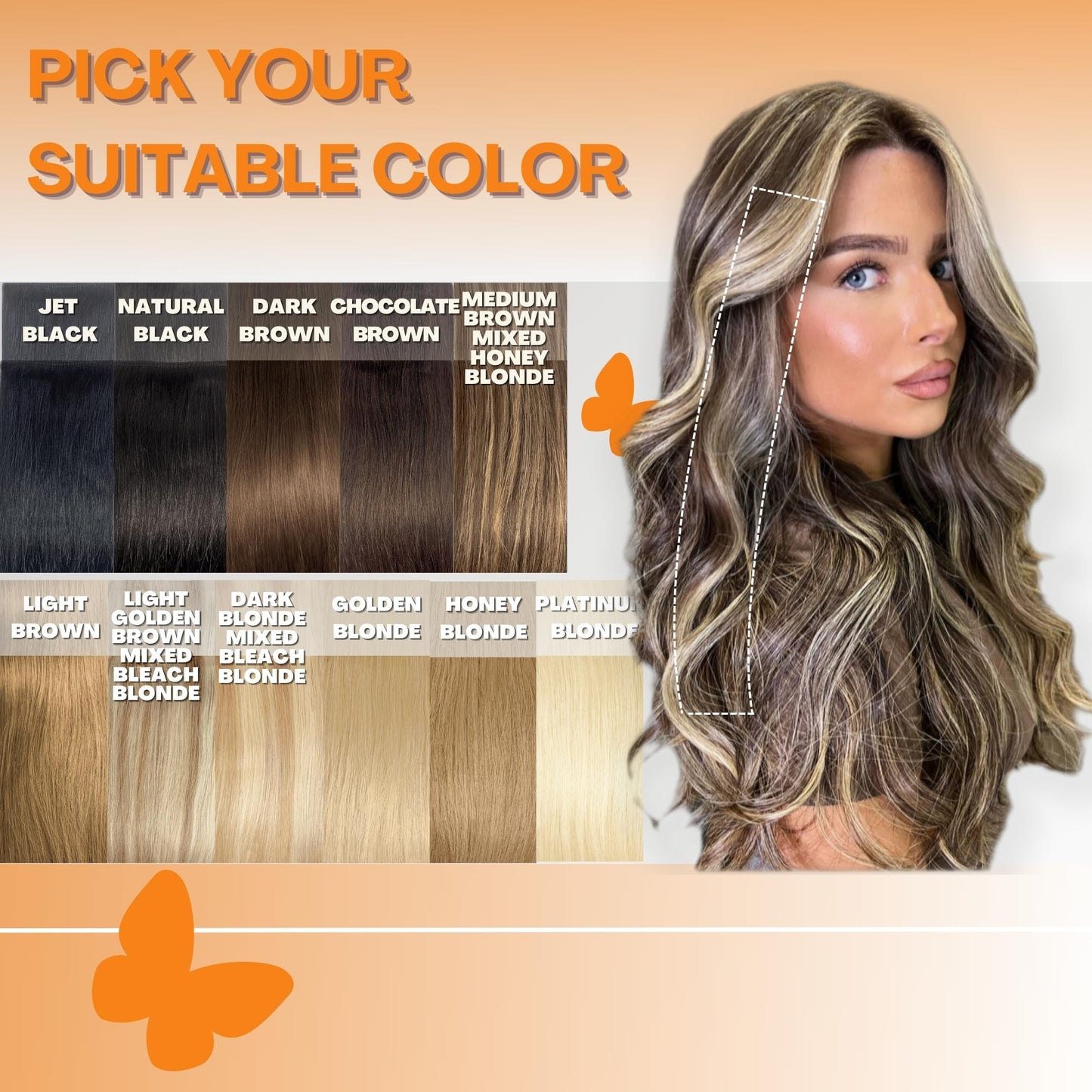 Human Hair Clip In Extensions, Single Clip Ins Short Hair Extensions, Remy Balayage Highlight Hairpieces for Women 6 Pcs 16 Inch 40g Dark Brown