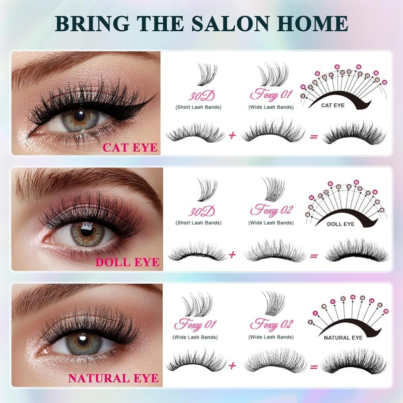Lash Clusters - 30D/40D/50D/60D Natural Fluffy Eyelash Extensions | D Curl for DIY Home Use