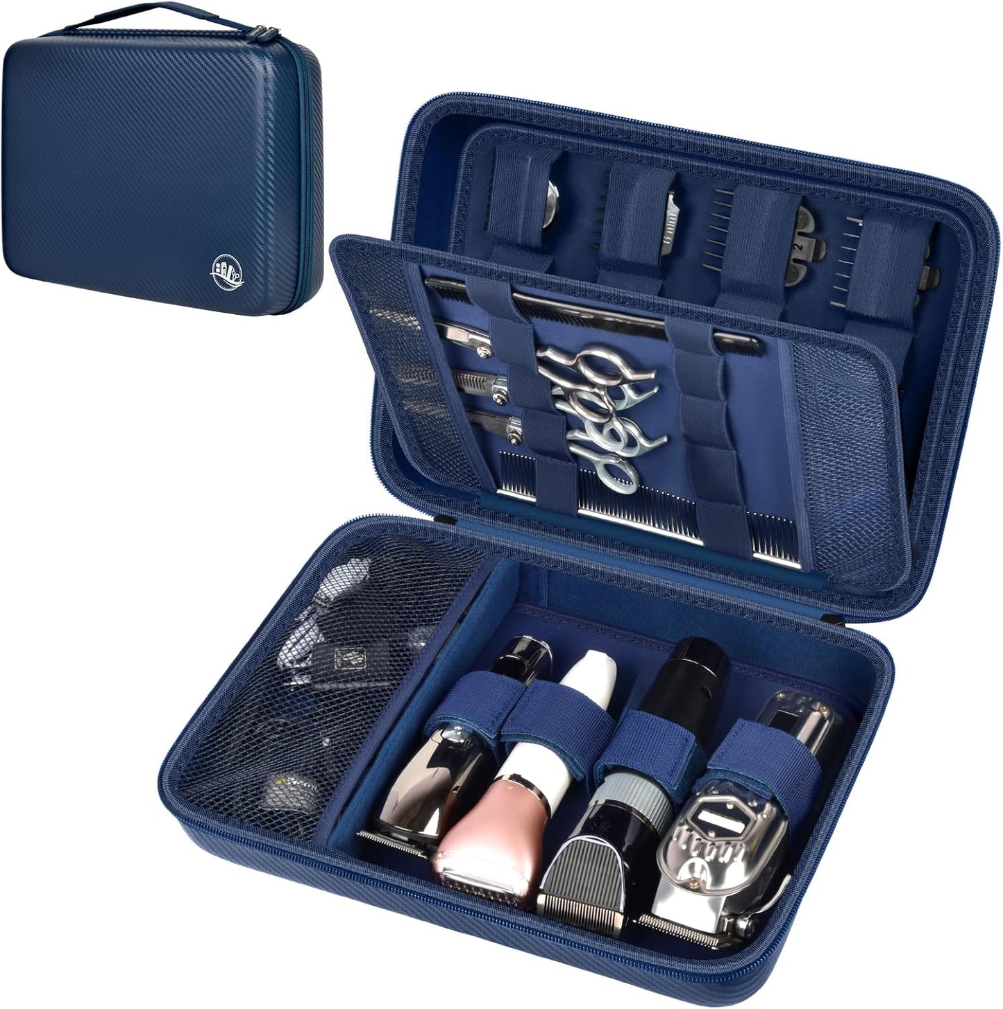 Hard Travel Case for Hair Clippers - Barber Supplies Organizer Bag | Trimmer Storage Holder for Wahl & Andis - Blue