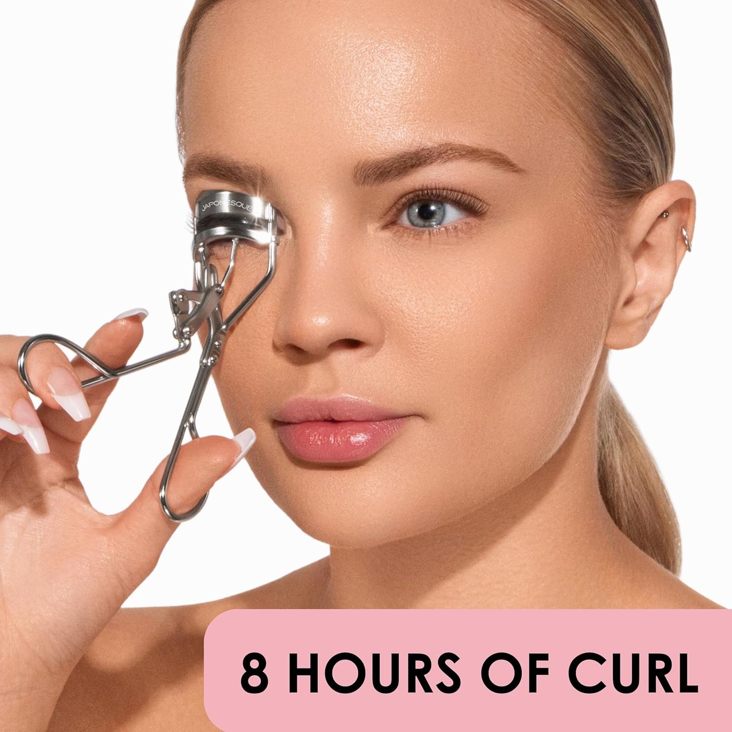 JAPONESQUE Eyelash Curler - Instant Power Curler for Longer Lashes | Silicone Pad, Nickel Finish