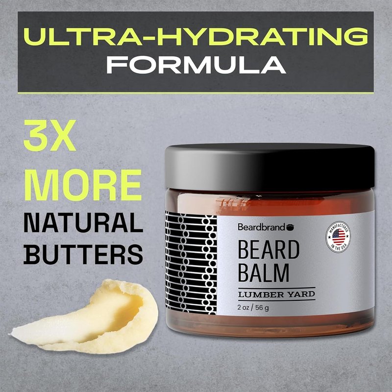 Beard Balm for Men - Lumber Yard Scent, Natural Ingredients | 2 oz Travel Pack for Thicker, Healthier Beards