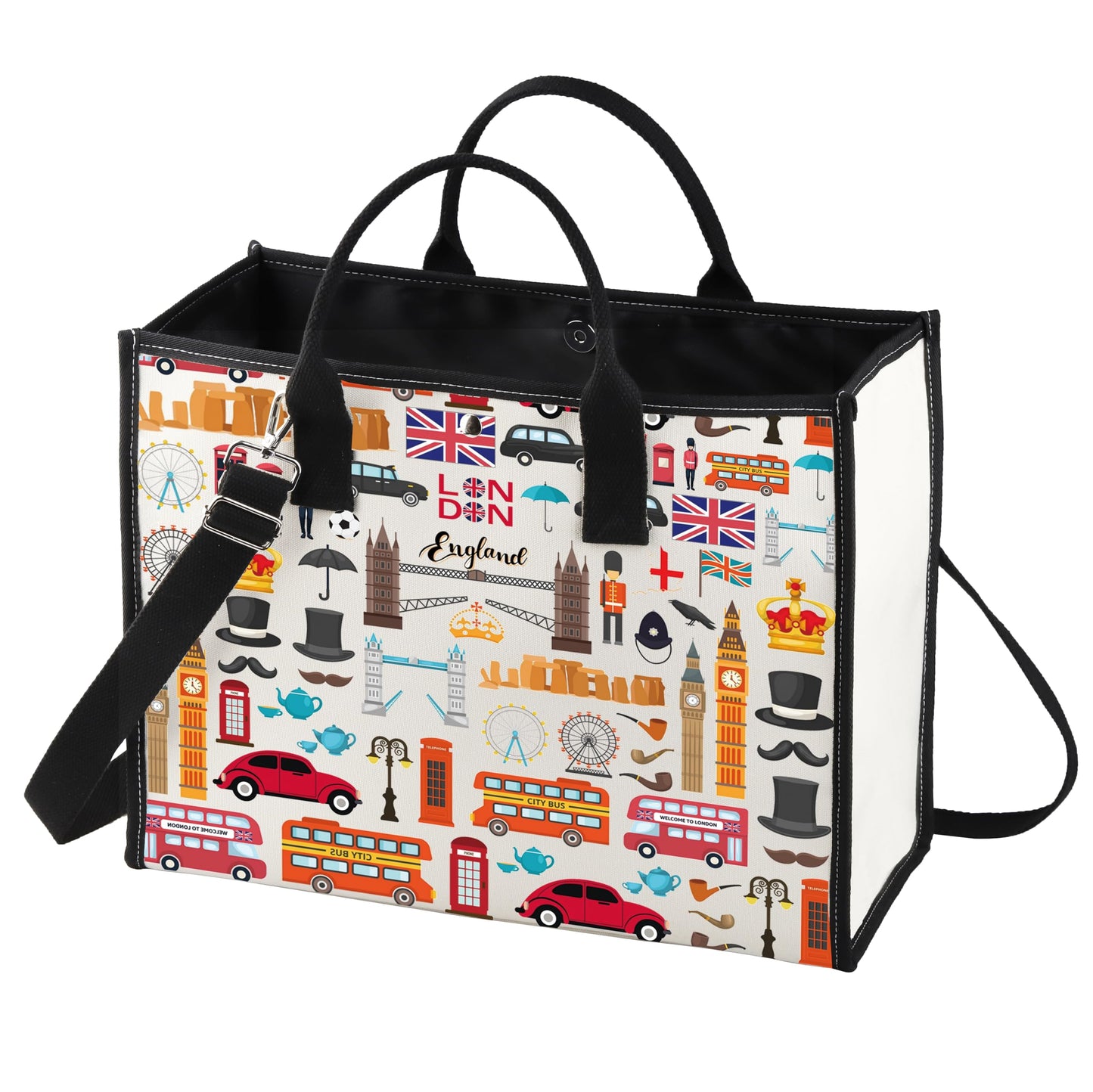 LEVLO London Travel Gift British Theme Cosmetic Bag England Souvenir Gift United Kingdom Make Up Zipper Pouch Bag (London LT)