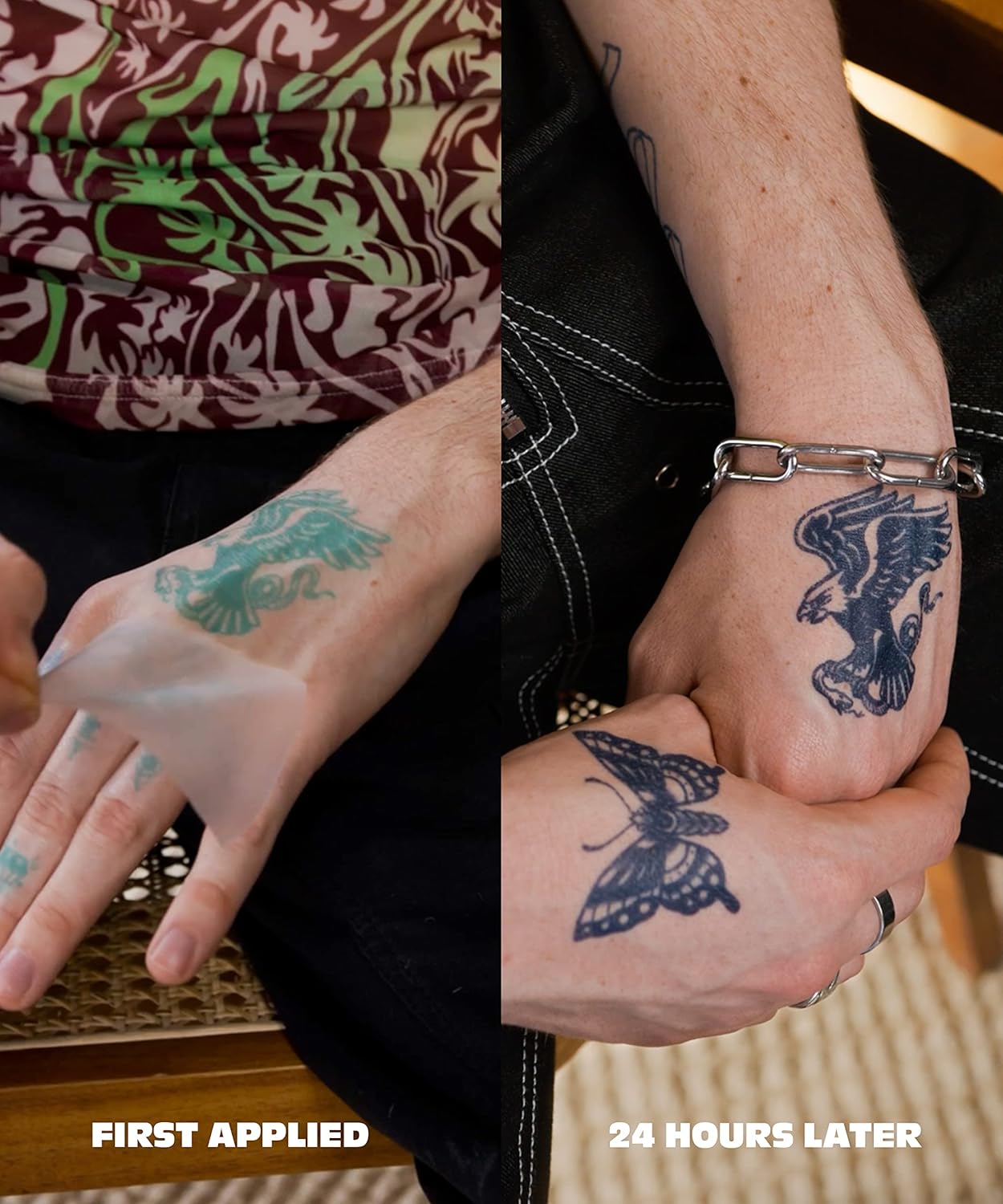 Temporary Tattoos - Semi-Permanent Water-Resistant Inkbox Tattoo | Lasts 1-2 Weeks, 4 x 4 in, In Unison Design