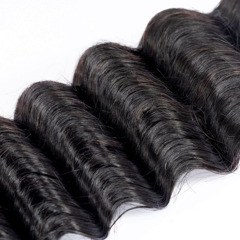 Human Braiding Hair for Boho Braids Human 130g Curly Boho Hair for Braiding Knotless 12A Deep Wave Bulk Bohemian 3 Bundles/Pack (1B-Natural Black, 16Inch)