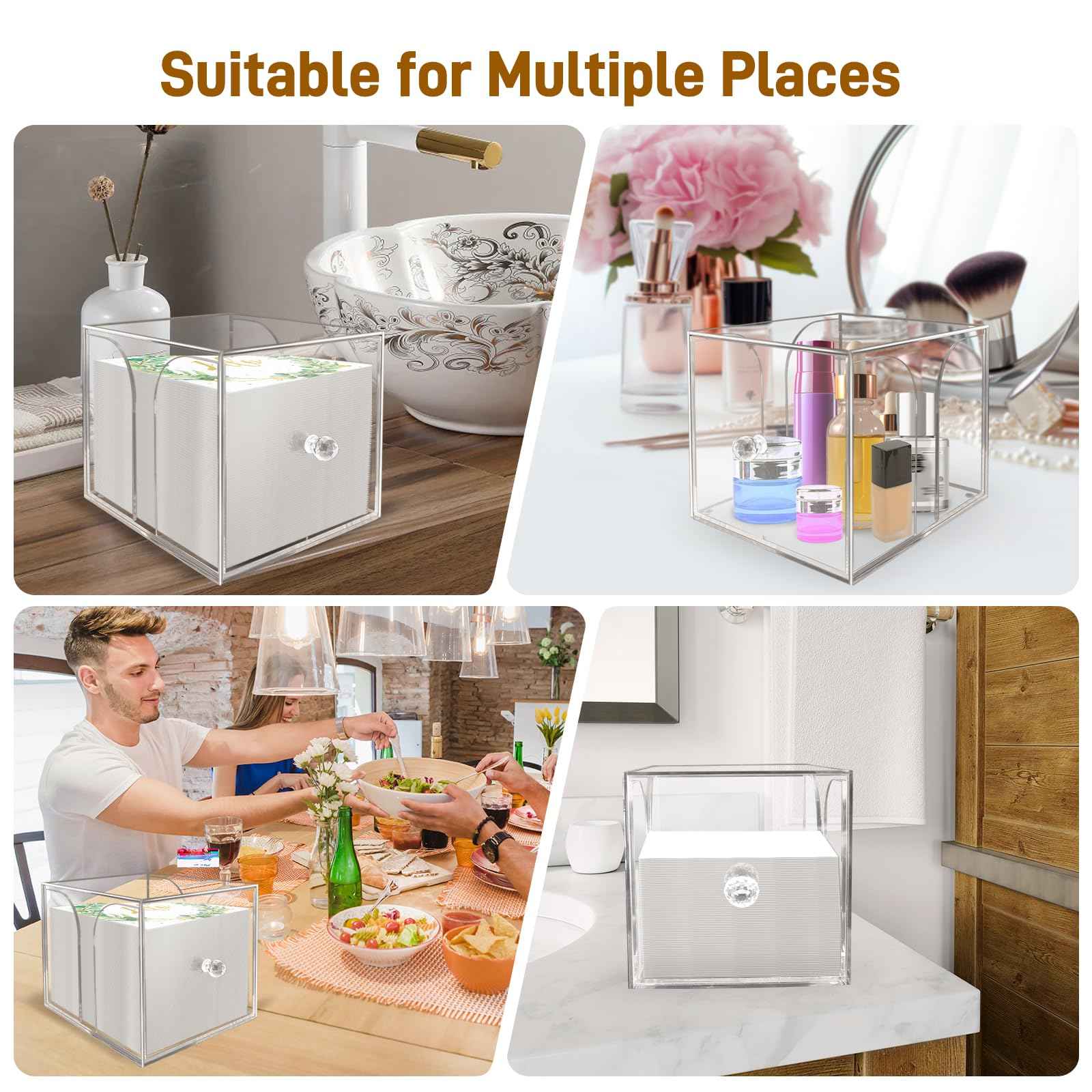 YSCGRICH Disposable Face Towel Holder Acrylic Storage Box, Makeup Remover Dry Wipe Organizer for Clean Skin Club Clean Towel XL, Skin Care Luxe Container for Facial Washing