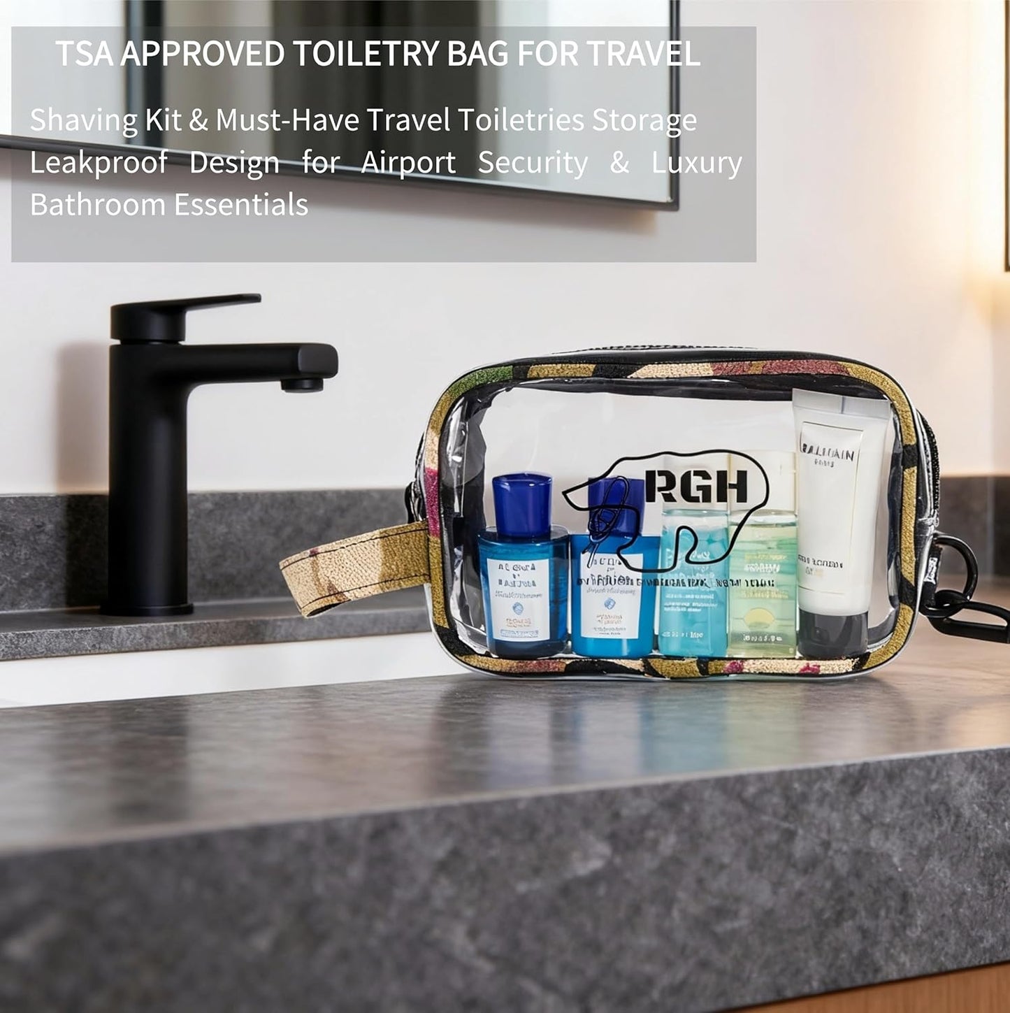 TSA Approved Clear Toiletry Bag for Travel | Durable Camo Organizer with 2 Compartments - Quart Size