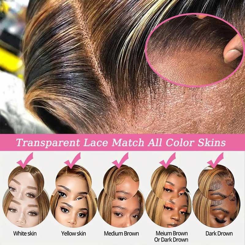 4/27 5x5 Hd Lace Closure 12 Inch Brazilian Virgin Human Hair Closure Bleached Konts Transparent Lace Pre Plucked With Baby Hair Natural Hairline Free Part For Women (P427 12 Inch)