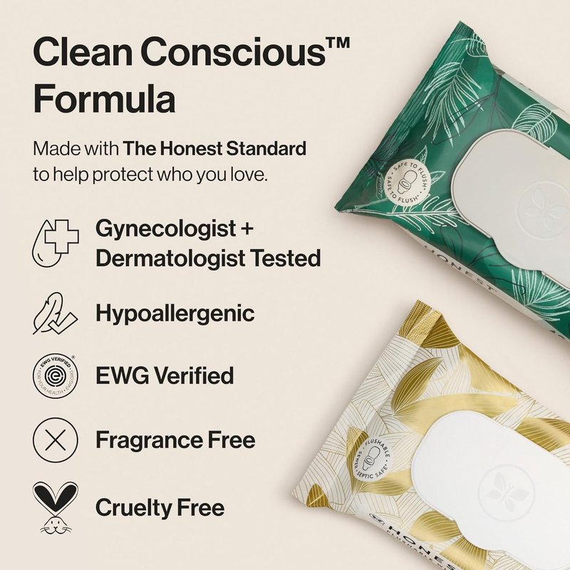 Hypoallergenic Flushable Wipes for Sensitive Skin - Tropical Leaves | 42 Count