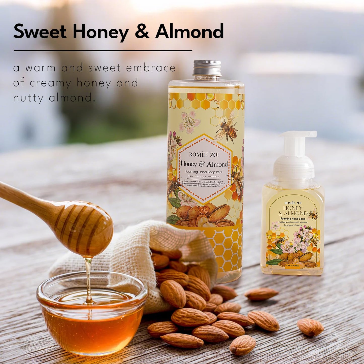 ROMIIE ZOI Foaming Hand Soap Refills, Honey & Almond, 33.8 Fl Oz, 3-Pack
