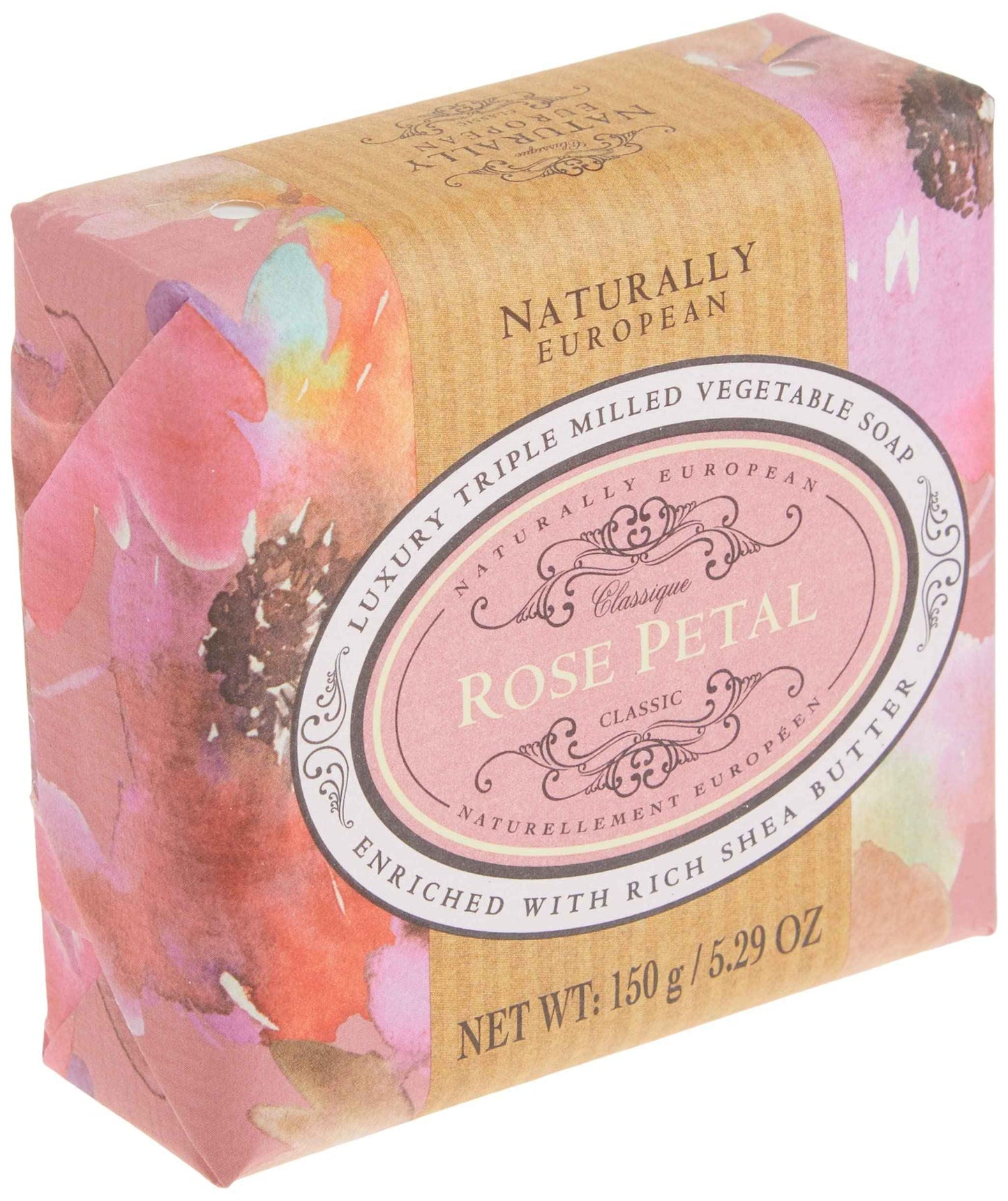 Naturally European Fragrance by Somerset Rose Petal Soap Bar, 5.29 Fl Oz (Pack of 2)