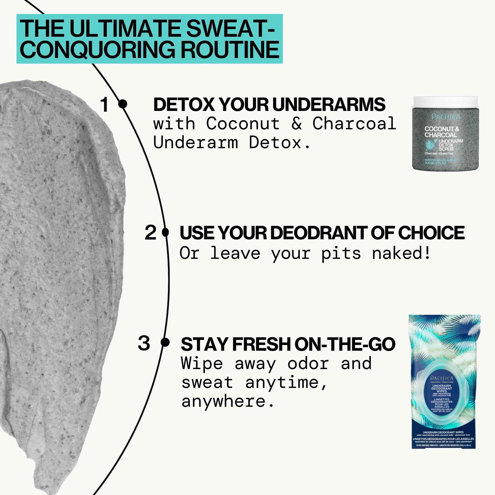 Pacifica Beauty Coconut Milk & Essential Oils Underarm Deodorant Wipes, Helps Remove Odor, Aluminum-Free, Vegan & Cruelty-Free, 30 Wipes (2-Pack)