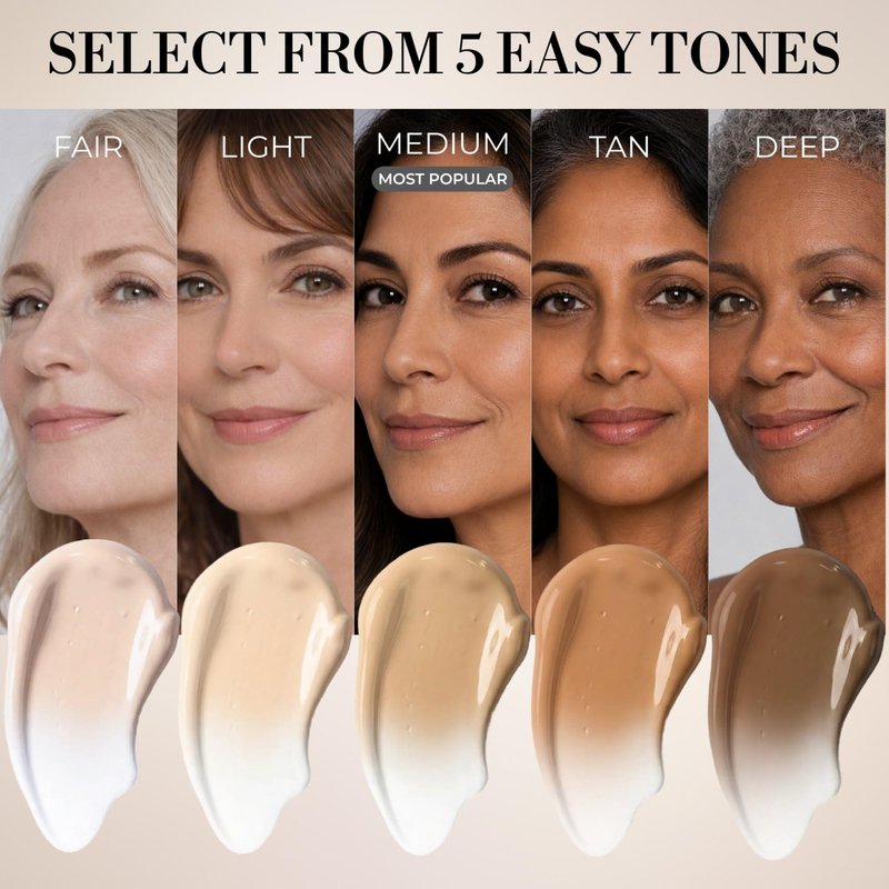 LUMINESS Liquid Mirage Color Changing Foundation for Mature Skin, Skincare-Infused Makeup with Hyaluronic Acid & Vitamin E, Hydrating Liquid Foundation & Concealer Hybrid, Hypoallergenic (Light)