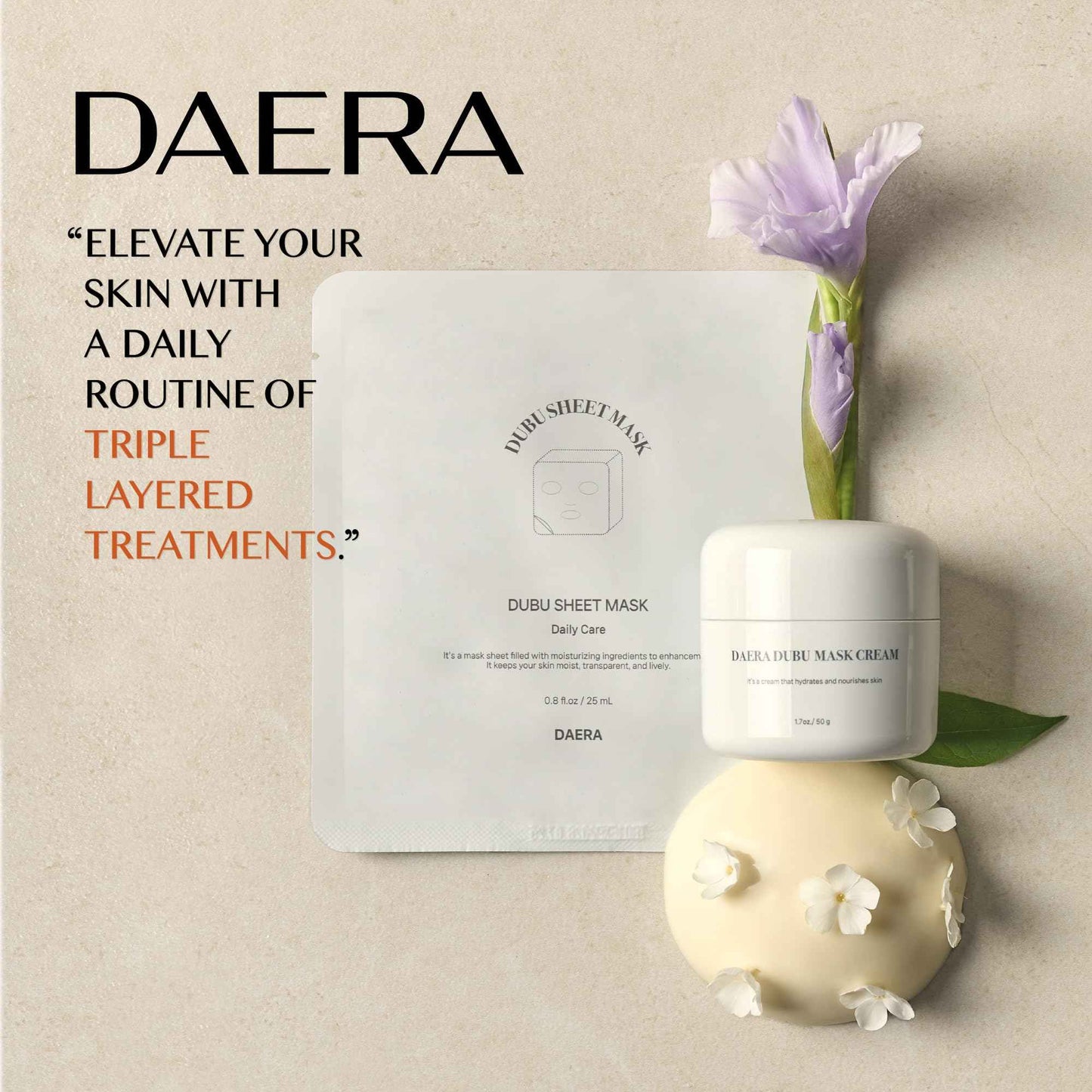 DAERA Korean DUBU 5 Sheets x Facial Mask, Deep Hydrating Repairing Nourishing for Dry and Sensitive Skin, Panthenol, Niacinamide, Adenosin, Korean Moisturizer, Korean Glass Skin