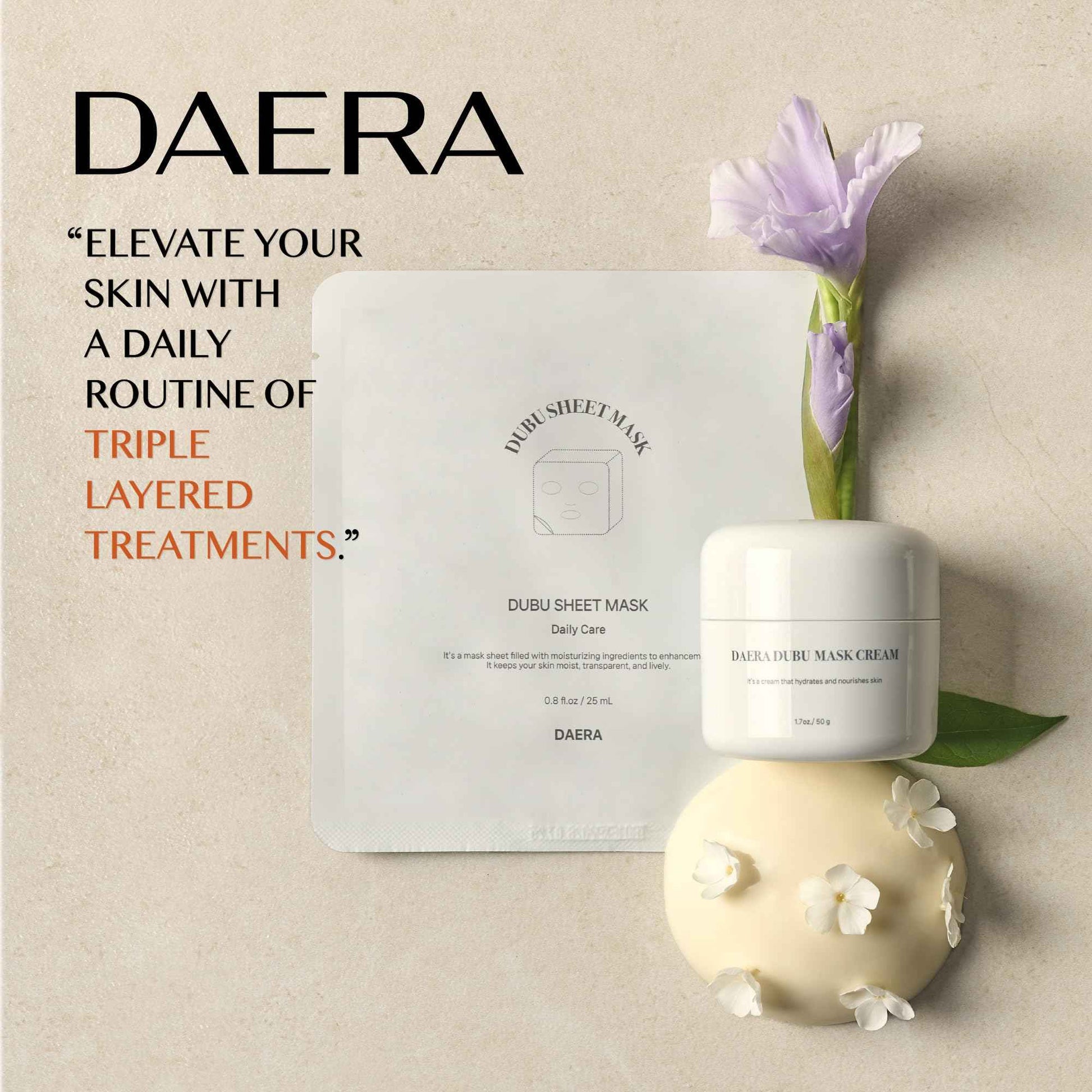 DAERA Korean DUBU 5 Sheets x Facial Mask, Deep Hydrating Repairing Nourishing for Dry and Sensitive Skin, Panthenol, Niacinamide, Adenosin, Korean Moisturizer, Korean Glass Skin