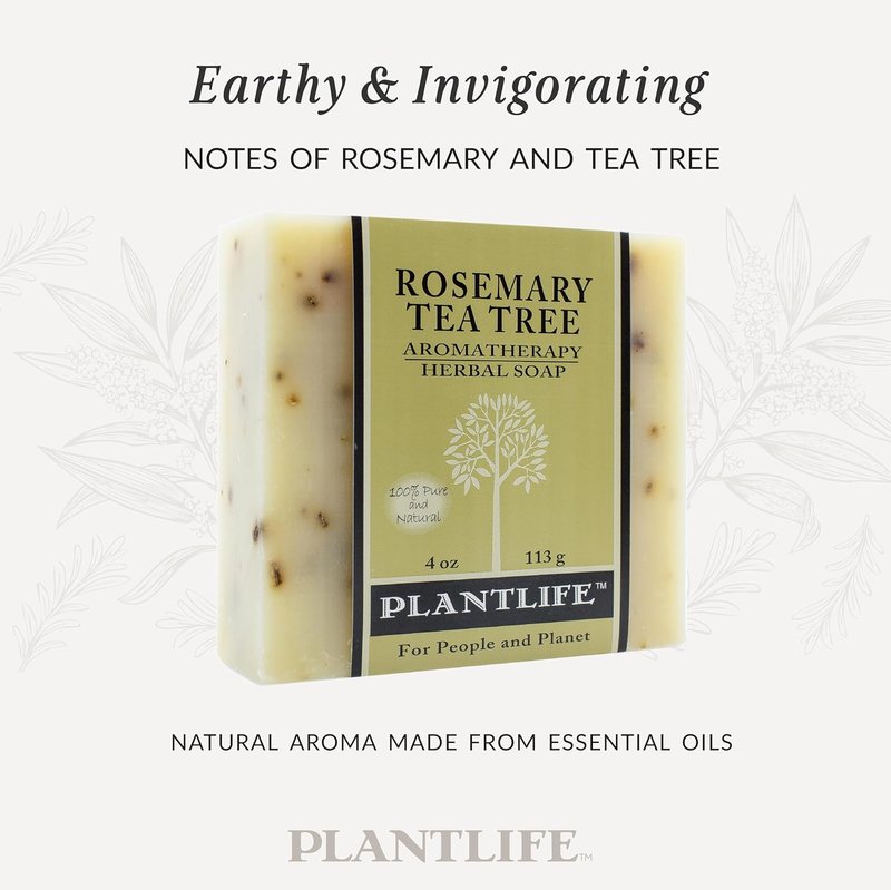 Rosemary Tea Tree Bar Soap - Moisturizing & Soothing Plant-Based Soap | 6-Pack, 4oz Bars