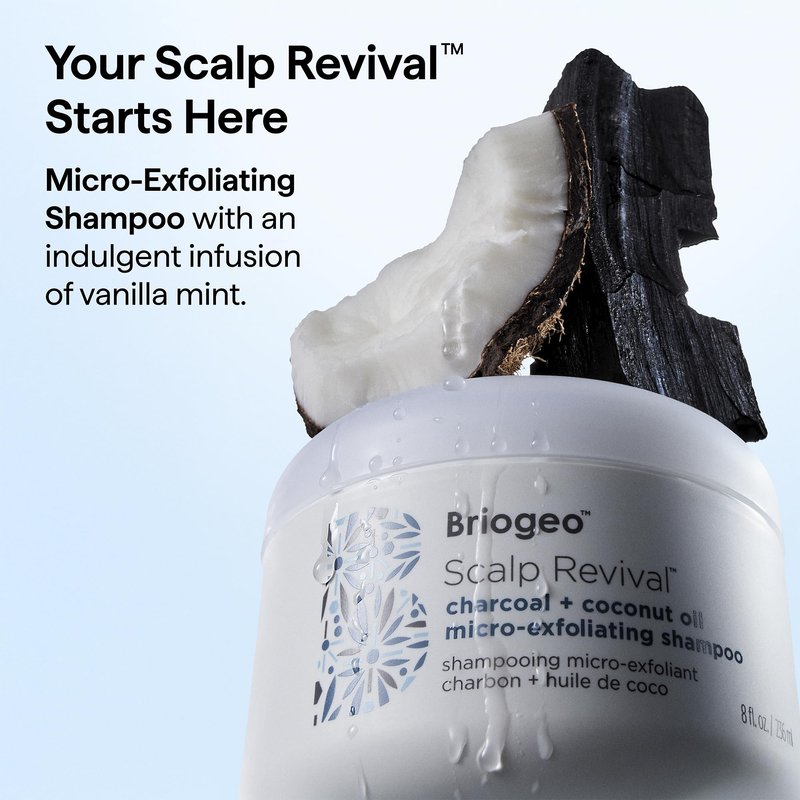 Briogeo Scalp Revival Charcoal + Coconut Oil Micro-Exfoliating Shampoo | Sulfate-Free Scalp Scrub for Dry, Itchy, or Oily Scalp | Detoxifying & Hydrating | Vegan & Cruelty Free | 32 oz