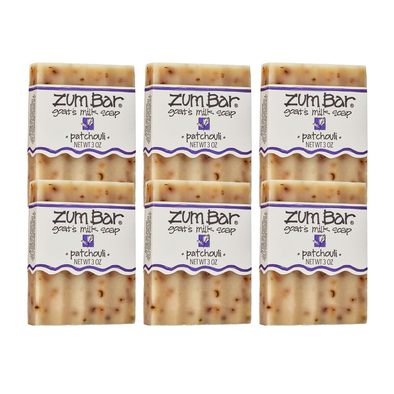 Zum Indigo Wild Goat's Milk Soap Bar - Bar Soap for Hands & Body Made with Essential Oils - 3 oz - Patchouli (6 Pack)