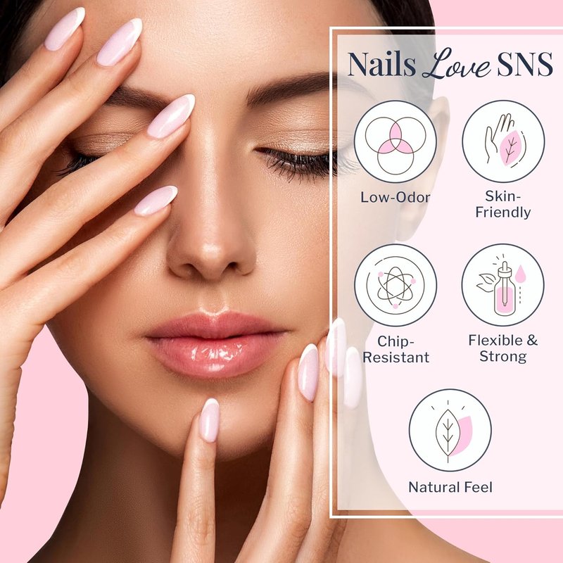 SNS Nail Dip Powder - Natural Pink Sheer Acrylic Nail Color | Long-Lasting, Low-Odor, 2 Oz