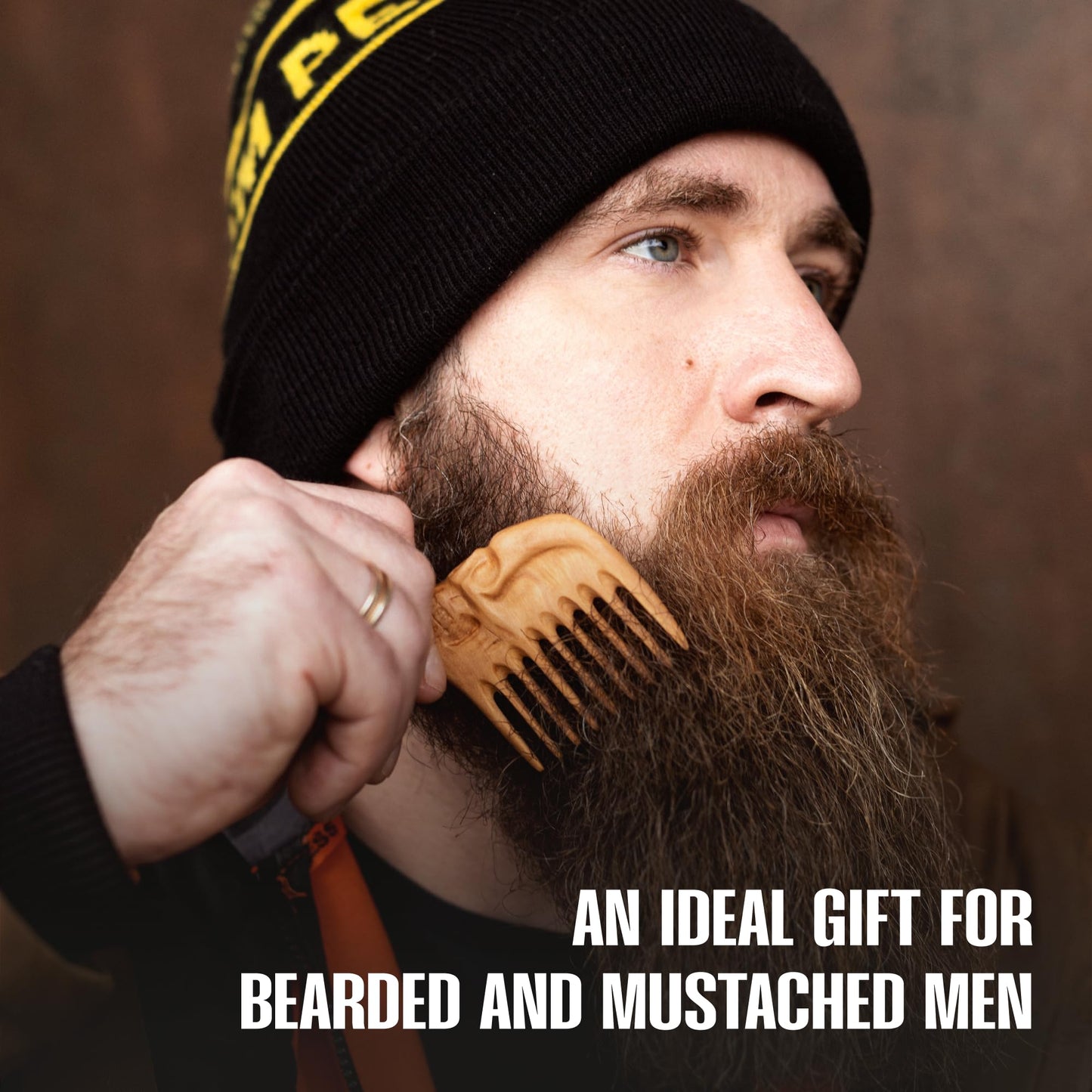 Handmade Wooden Beard Comb for Men Eco-Friendly Natural Wood Anti-Static Beard Grooming Tool Perfect for Styling Detangling & Shaping Gentle on Beard & Skin Sustainable Gift Idea (Pear Skull)