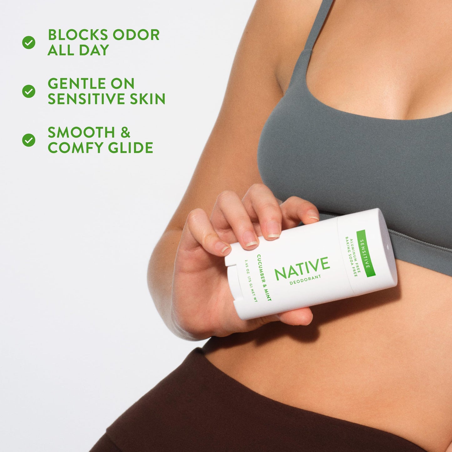 Native Sensitive Deodorant Contains Naturally Derived Ingredients, 72 Hour Odor Control | Deodorant for Women & Men, Aluminum Free with Baking Soda, Coconut Oil and Shea Butter, Cucumber & Mint