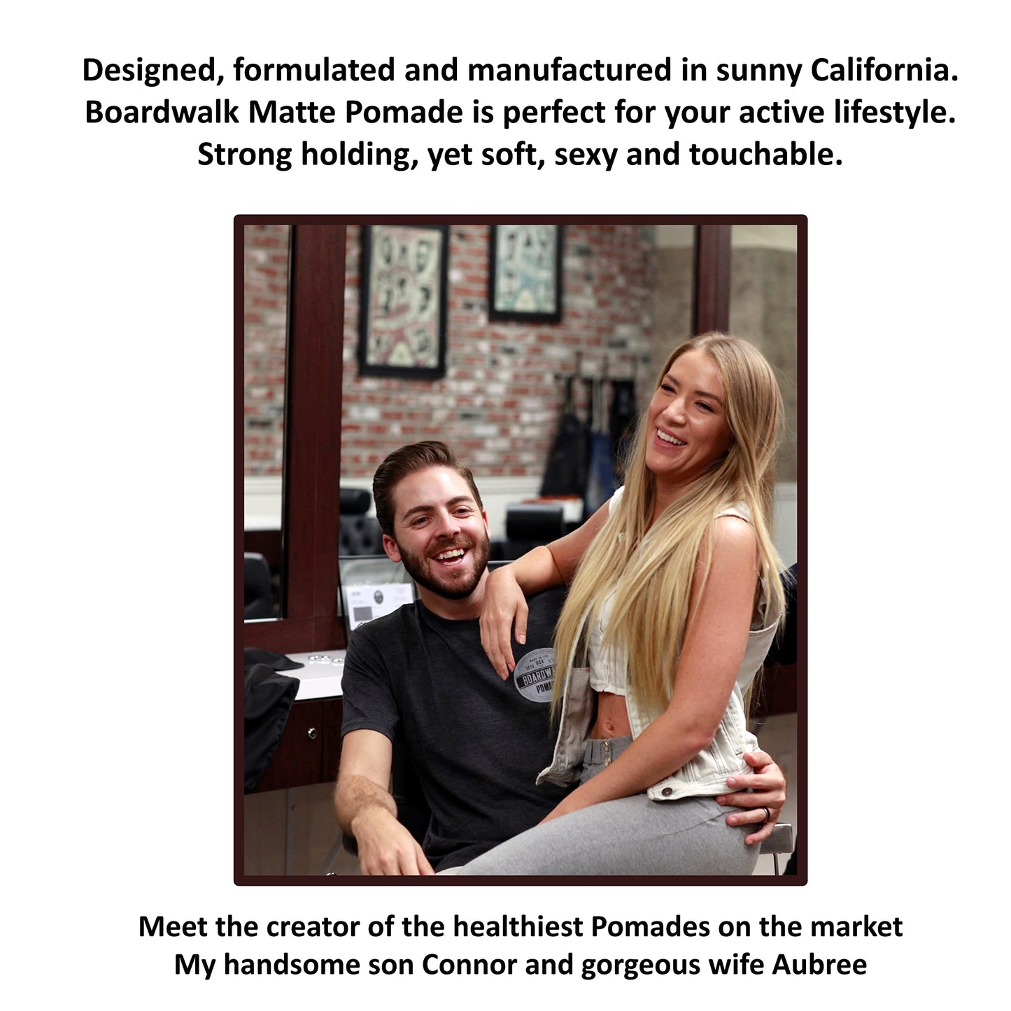 Boardwalk Pomade Strong-Hold 5oz Water Soluble Aloe Castor Oil Vitamin B-5 Anti-Dandruff Vegan for Men and Women