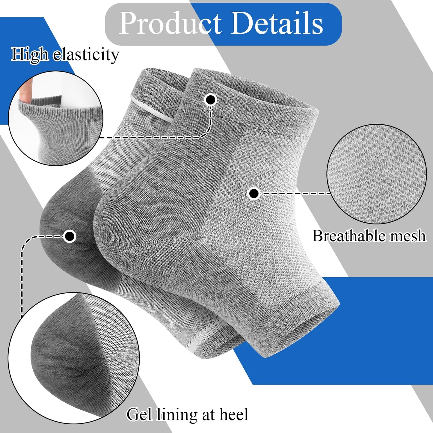 Moisturizing Socks,12 Pairs toeless Socks for Women for Dry Cracked Heel Treatment,Cracked Heel,msilicone Socks for Women