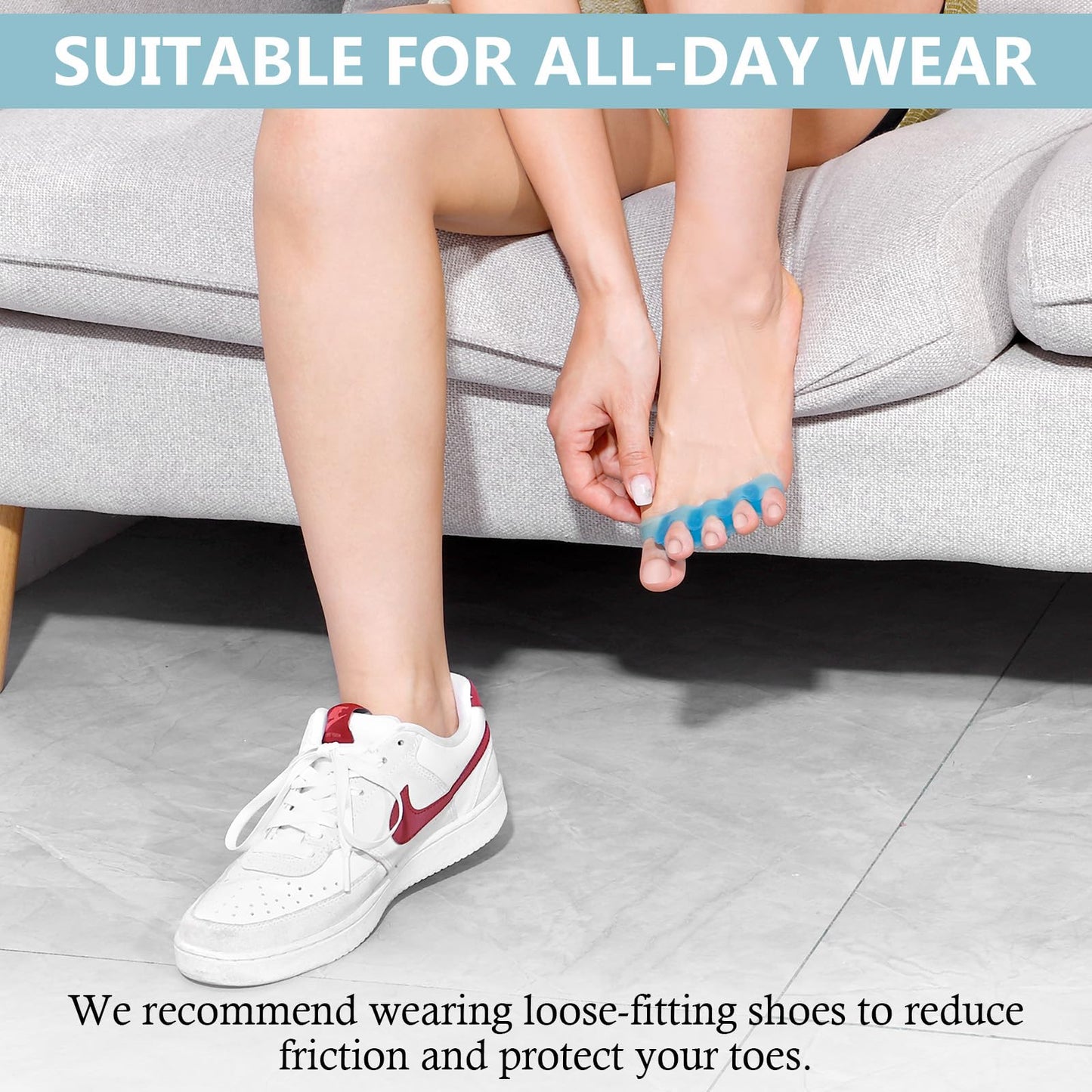 sundpik 2PCS Toe Separators for Women and Men, Gel Toe Spacers for Pedicure and Foot Alignment, Comfortable Foot Care for Bunions and Overlapping Toes