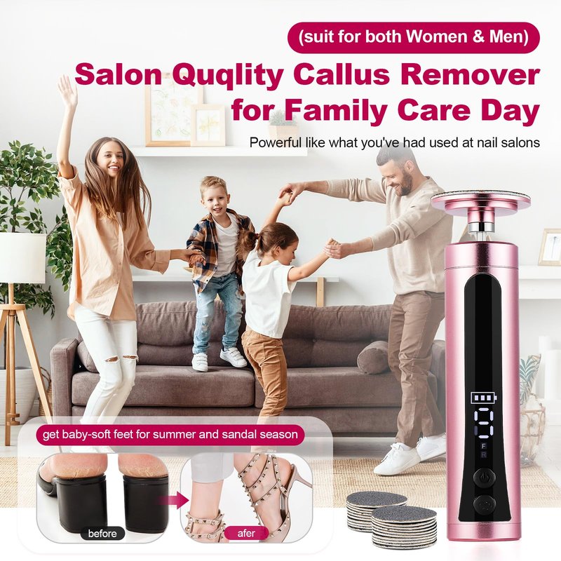 Rechargeable Callus Remover for Feet: Electric 2-in-1 Pedicure Tools - Foot File Grinder LCD Display 9 Adjustable Speeds 2 Sanding Heads 30 Sanding Paper