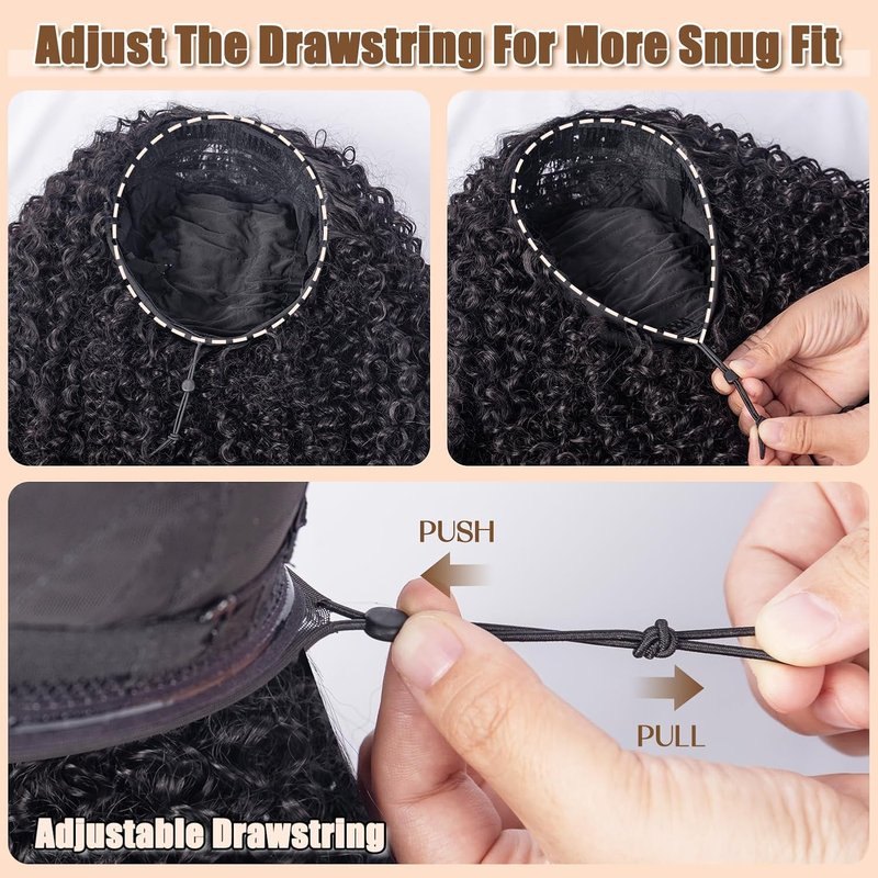 Half Wig Synthetic Hair - 3 in 1 Seamless Flip Over Clip-In for Women | Kinky Curly, 24 Inch