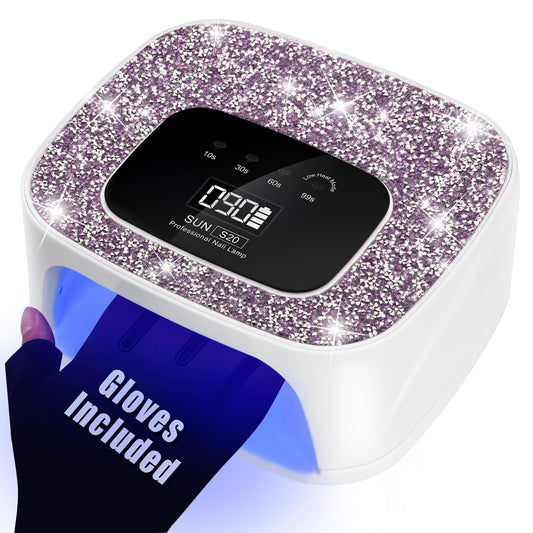 UV LED Nail Lamp Dryers Cordless 168W Diamond UV Light for Gel Nails Polish,Fast Curing Colored Poly Builder Gel Lamp with Sensor 4 Timer Touch Screen 36 LED,Professional Manicure Pedicure Art Tools