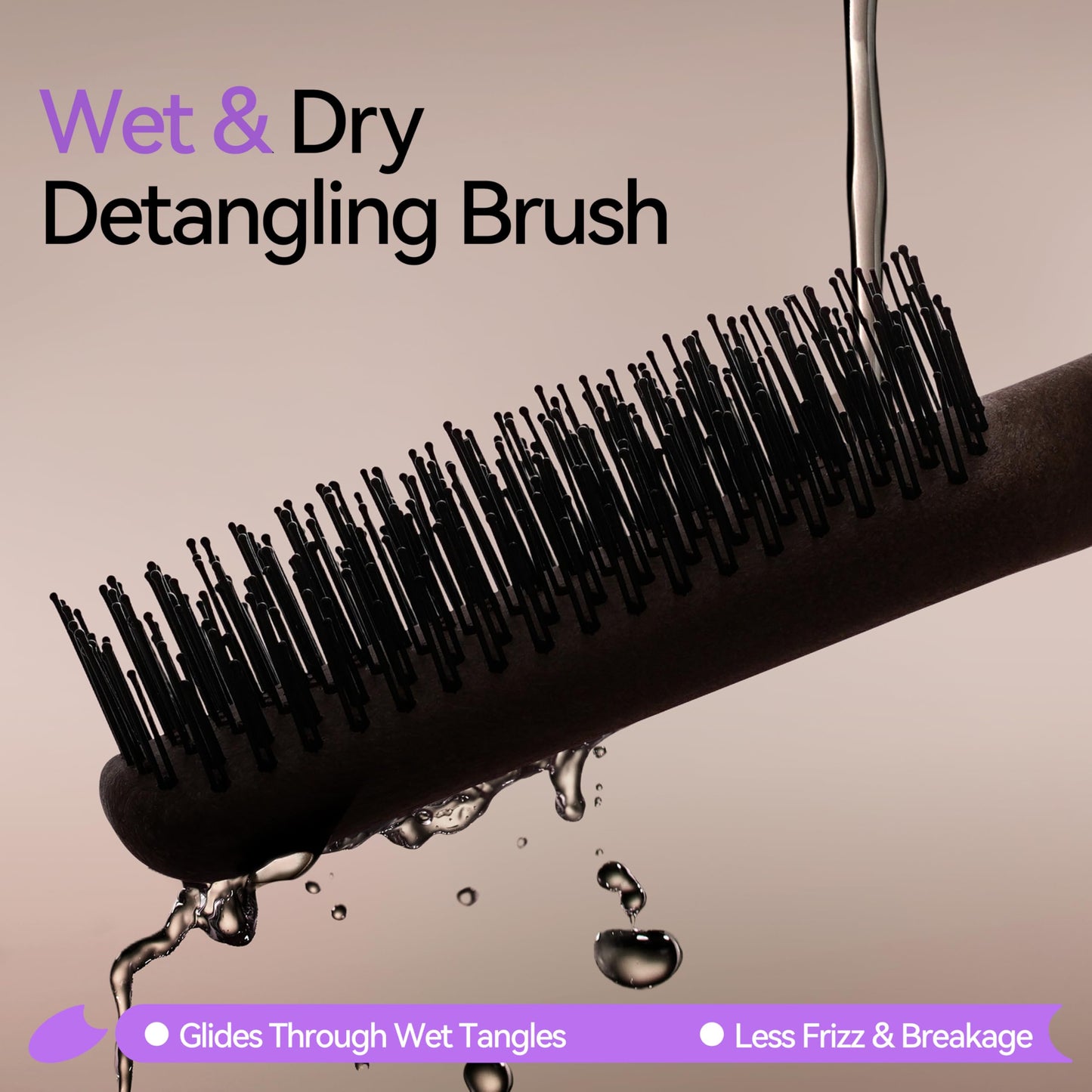 Detangler Brush for Curly Hair, Detangling & Curl Defining Hairbrush for Women & Men, Soft Double Nylon Bristles, Eliminates Knots & Breakage, Wet & Dry Styling Brushes for Fine/Straight/Long Hair