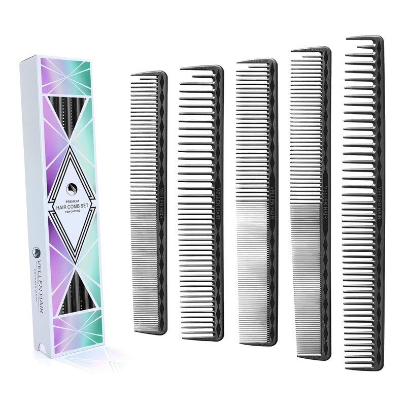 Ultimate Cutting Comb Set for Men & Women - Unbreakable PEI Material | Heat Resistant, 5-Pack