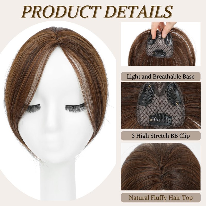 Mekylio Hair Toppers for Women (HT-Light Brown 2PCS, Tulip)