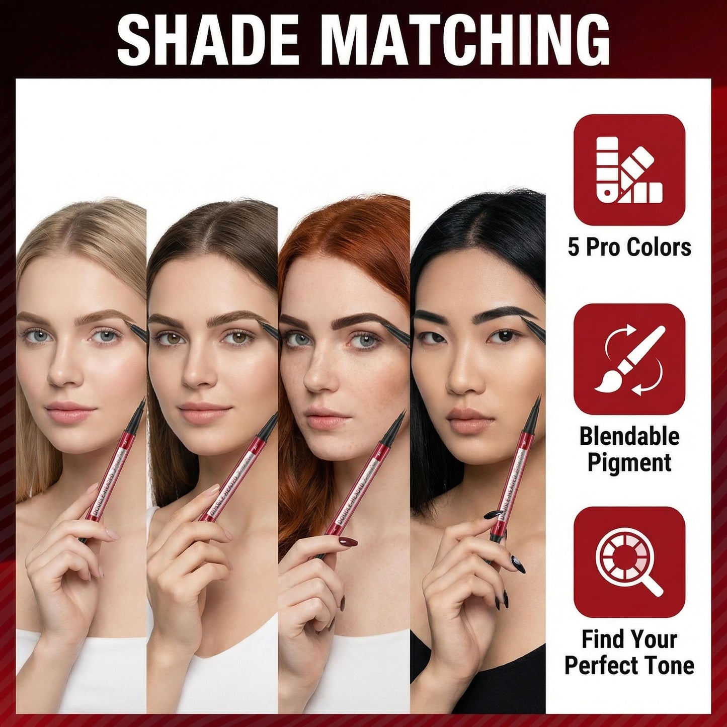 NyxaraJH Double-Headed Eyebrow Pen, Ultra-Precise Hair-Like Strokes, Long-Lasting Makeup, 0.03mm Precision Nibs, Available in Light Brown, Brown, Dark Brown, Black Brown, Black (4#Black Brown)