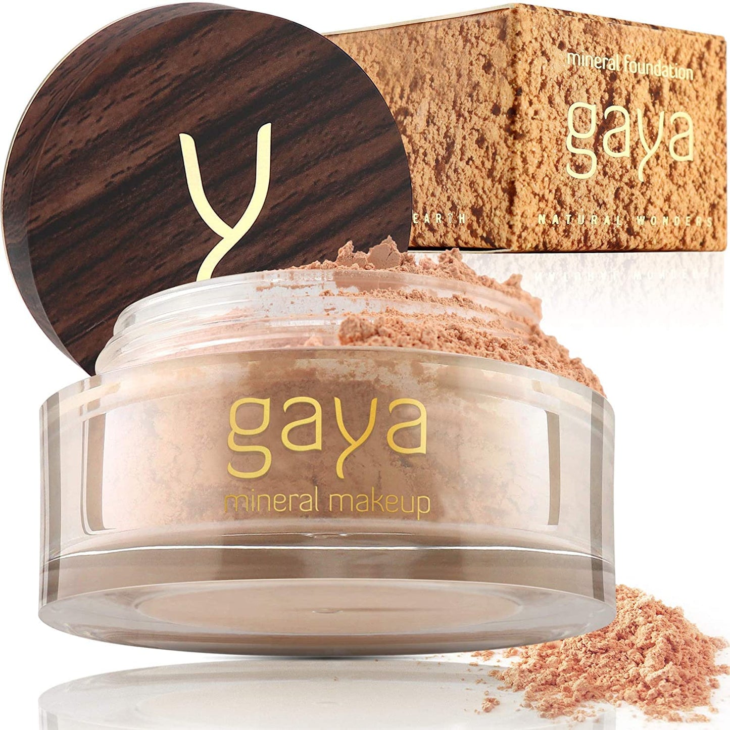 Vegan Mineral Powder Foundation Light to Full Coverage, Natural Foundation for Natural-Looking, Mica Mineral, Cruelty Free, No Chemicals by Gaya Cosmetics (MF3)