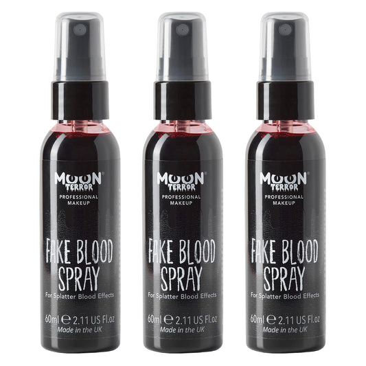 Pro FX Fake Blood Spray by Moon Terror | 60ml x3 | SFX Make up for Halloween Vampire Zombie Theatre | Special Effects Make up