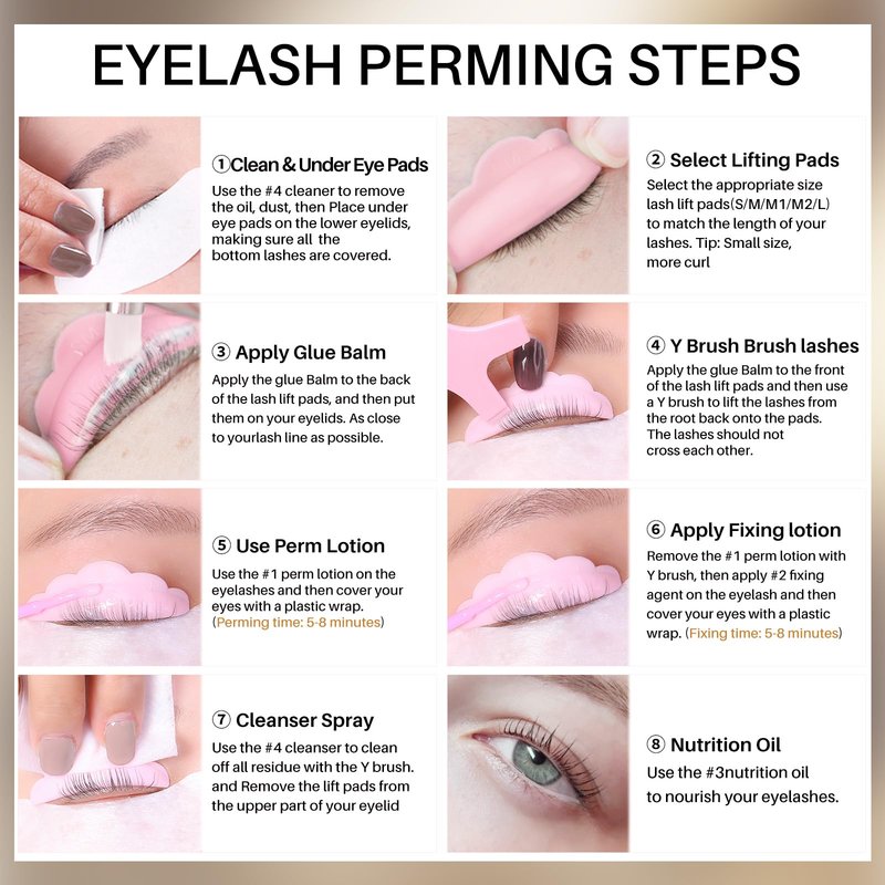 Lash Lift Kit, DONG RHYME Lash Perm Kit with Glue Balm, Professional Lash Curling Kit, Semi-Permanent Eyelash Lifting Curling Perming Wave, Brow Lamination Eyelash Perm Kit DIY at Home